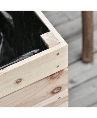 4PCS Raised Garden Bed, Wooden Elevated Planter Box Kit with Bed Liner, DIY Shape, for Flowers Vegetables