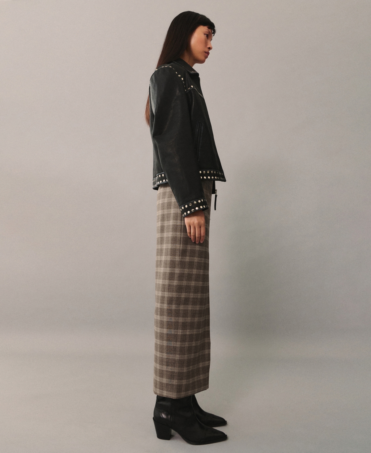 Mango Women's Slit Detail Check Skirt