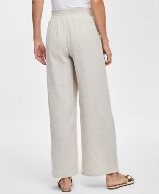 Women's Wide Leg Cotton Gauze Pants, Created for Macy's