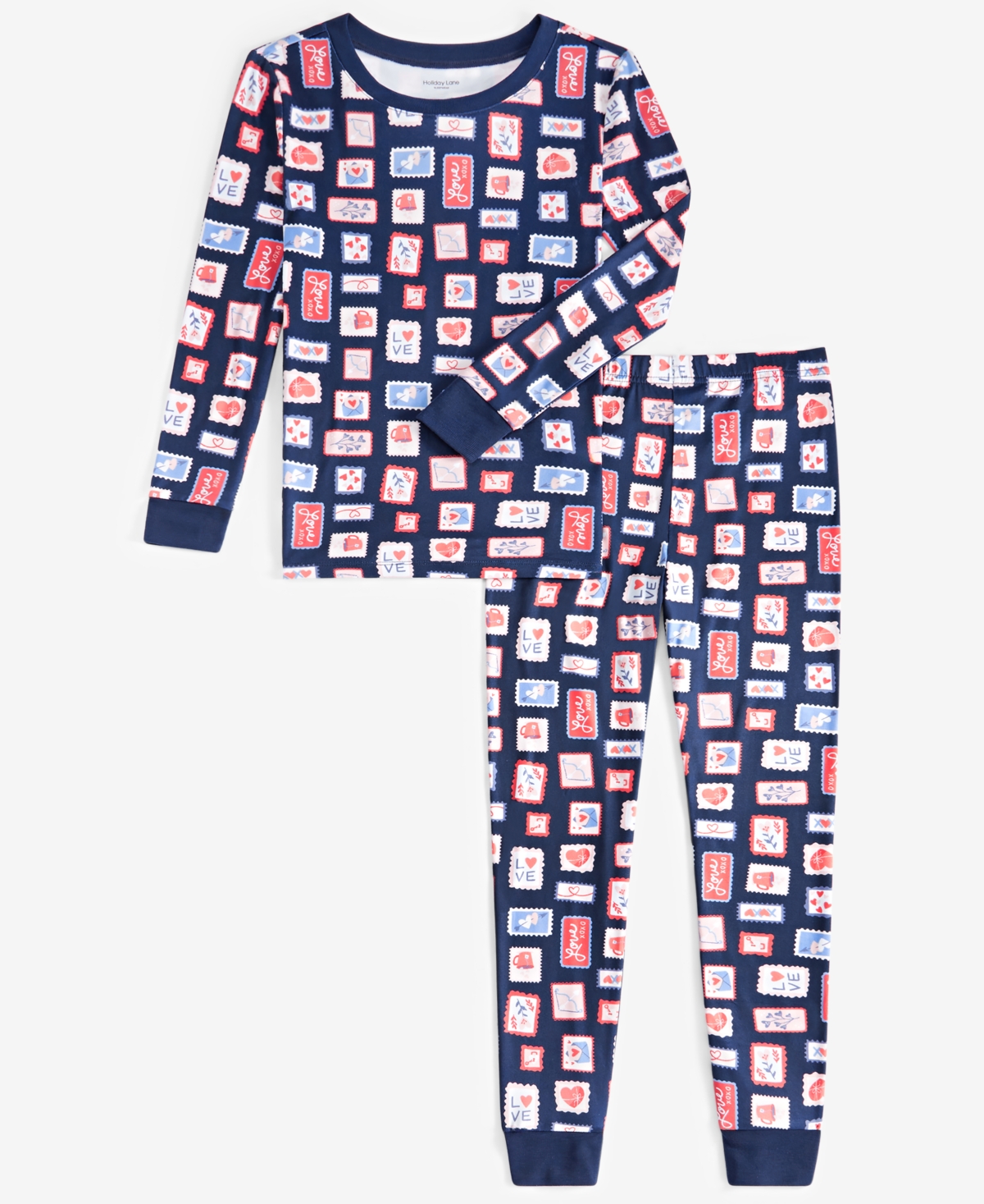 FAMILY PAJAMAS LITTLE & BIG KIDS VALENTINE'S DAY STAMPS PAJAMA SET, EXCLUSIVELY AT MACY'S 