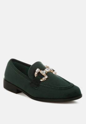 Rag and Co Womens Maestro Diamante Embellished Horsebit s Loafers