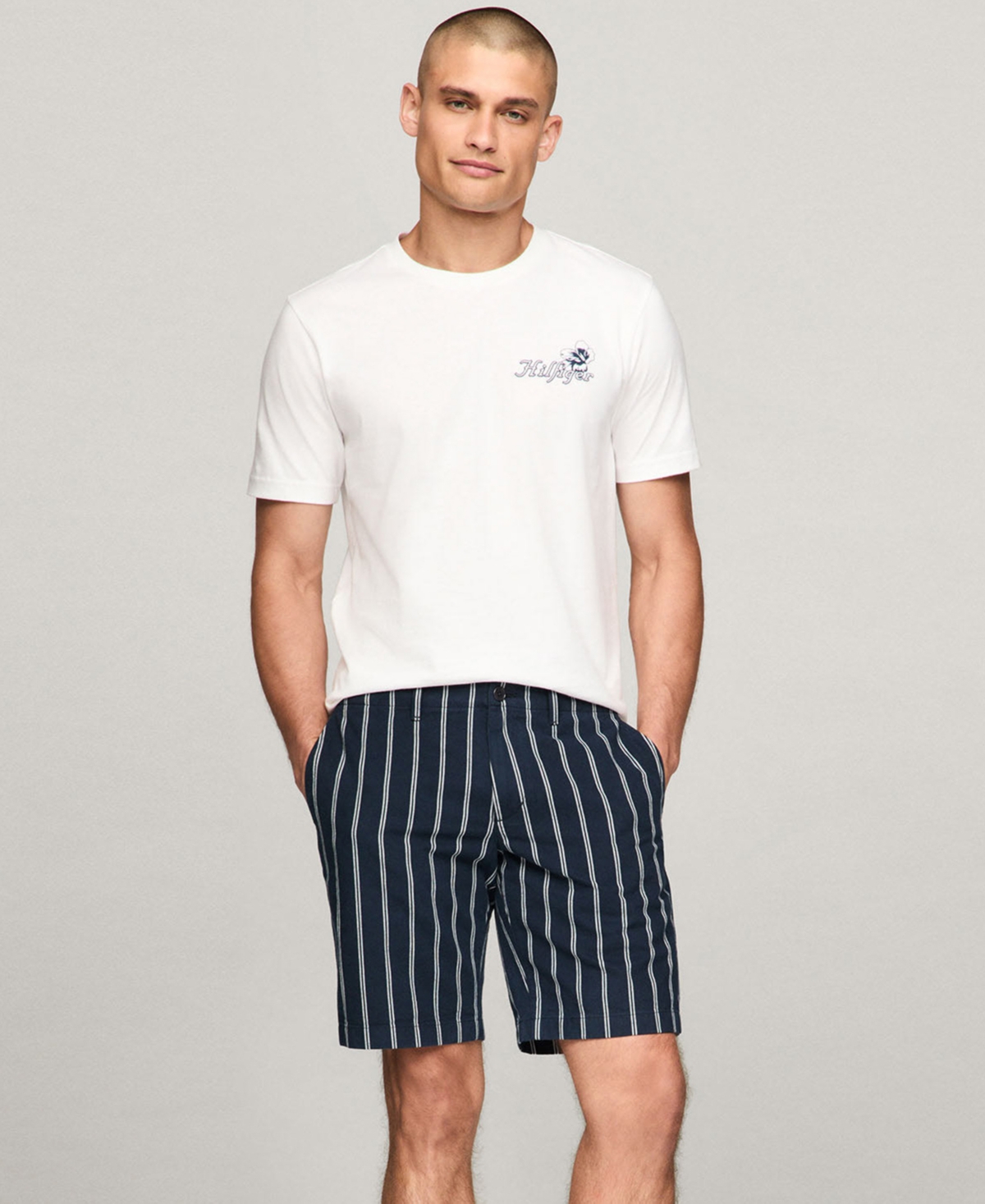 TOMMY HILFIGER MEN'S BROOKLYN 9" DOUBLE-STRIPE SHORTS 