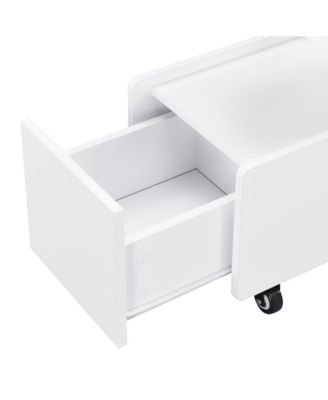 Streamdale White Mobile Side Table with Drawer and Shelves