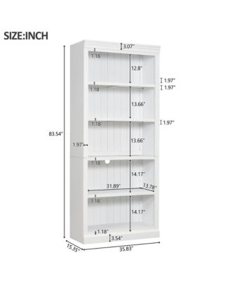 Streamdale Stylish 5-Tier Wood Bookcase with Adjustable Shelves