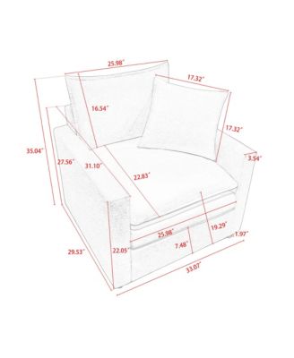 Chenille Fabric Comfy Deep Single Seat Sofa Upholstered Reading Armchair Living Room