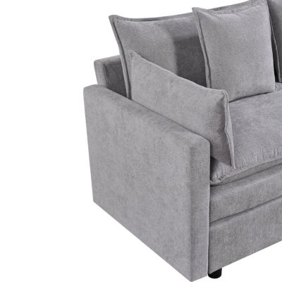 Streamdale Modern Chenille L-Shape Sectional Sofa with Chaise & Ottomans