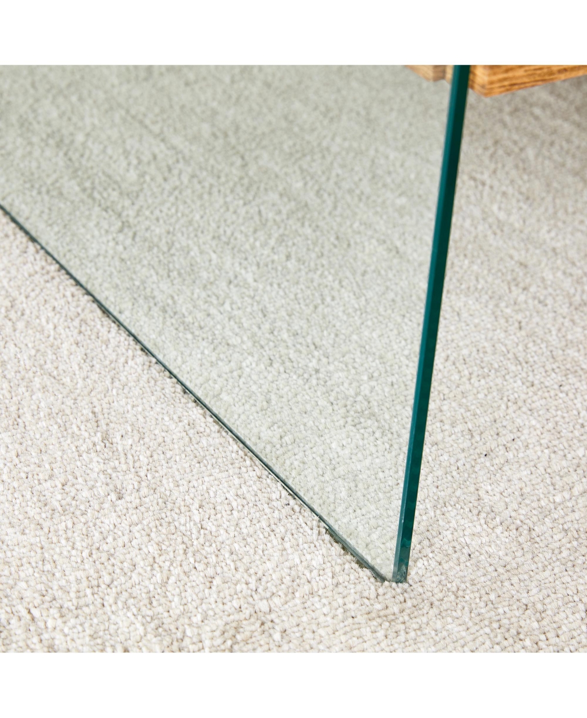 Streamdale Furniture Coffee table with double drawers. The board surface is Mdf sticker, and both sides are transparent tempered glass. The design is