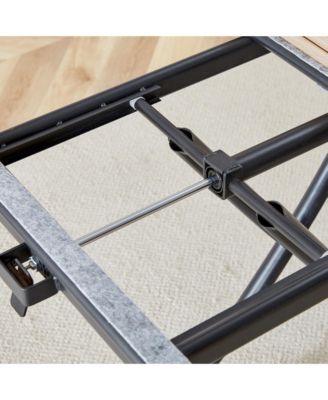 Modern minimalist multifunctional lifting table, 0.8-inch wood grain craft sticker desktop, black metal legs. 4 upholstered dining chairs with black metal legs. LT-10055 B0502