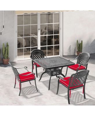(Cushions In Random Colors)5-Piece Set Of Cast Aluminum Patio Furniture With Cushions