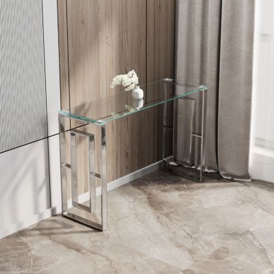 Stainless Steel Glass Console Table