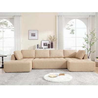 6-Seat Modular Sofa With Mesh Fabric Upholstery
