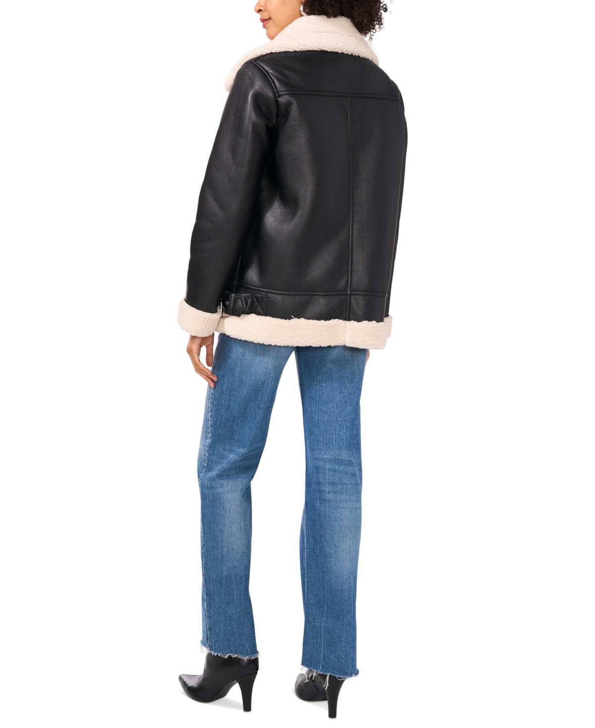 Shop Vince Camuto Women's Faux-shearling Aviator Jacket In Birch