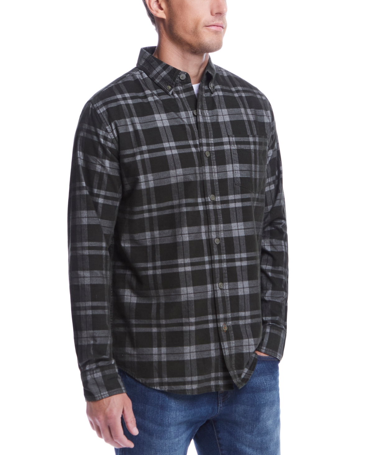Weatherproof Vintage Men's Plaid Corduroy Shirt