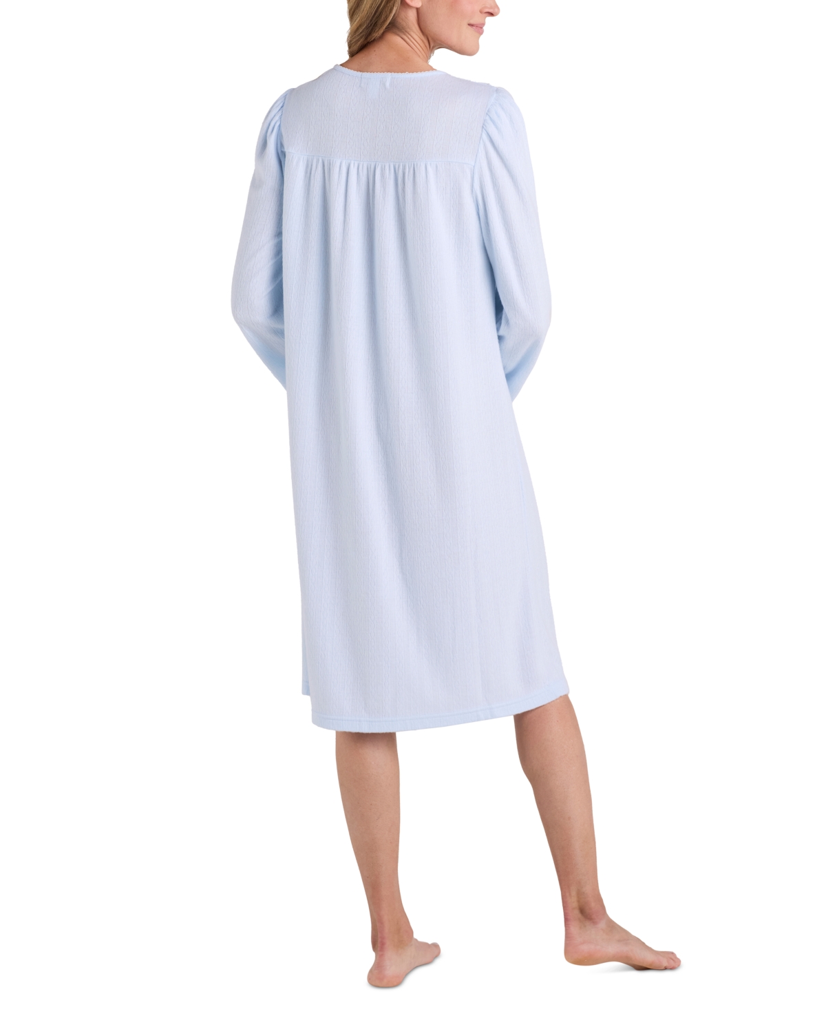 MISS ELAINE WOMEN'S HONEYCOMB KNIT EMBROIDERED NIGHTGOWN 