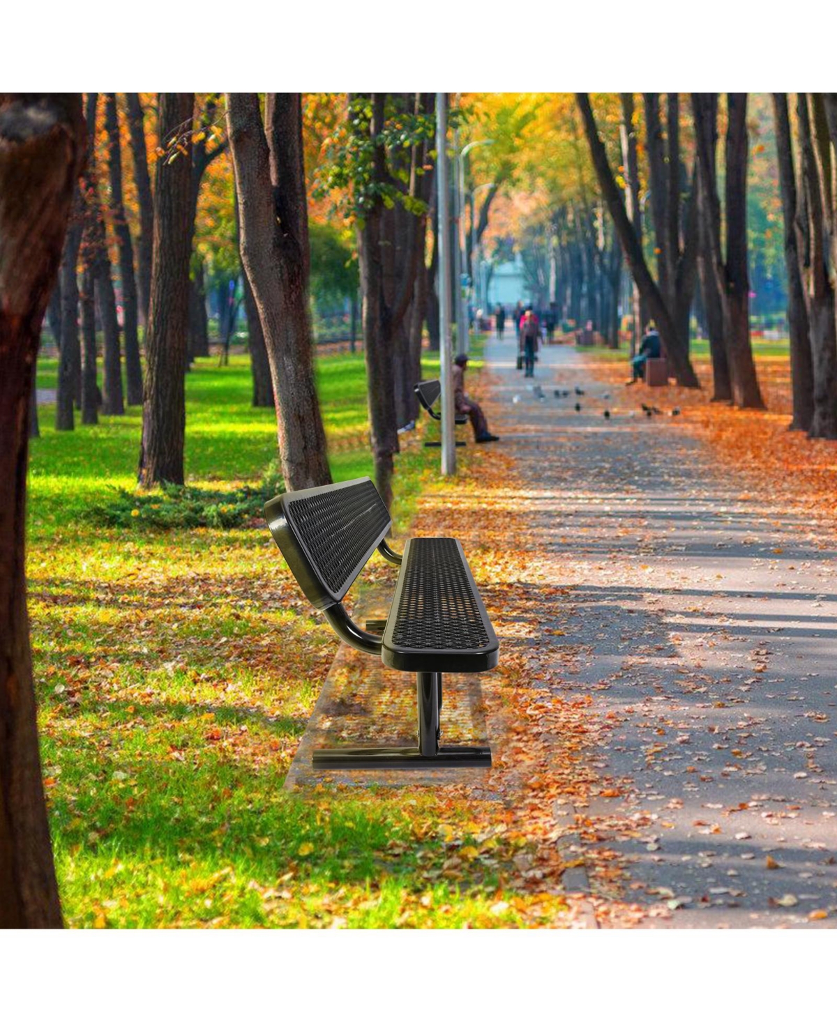 Streamdale Furniture 6 ft. Outdoor Steel Bench with Backrest - Black