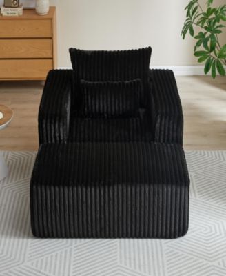 Corduroy Sponge Lounge Chair with Footrest