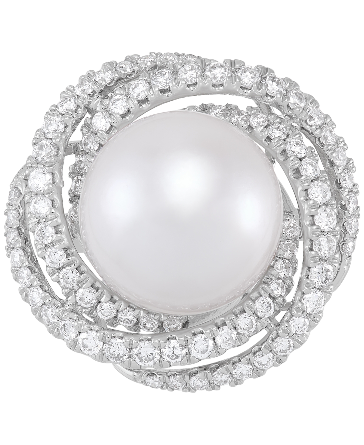 Grown With Love Cultured Ming Pearl (11mm) & Lab Grown Diamond (3/4 Ct. T.w.) Love Knot Ring In 14k White Gold In White