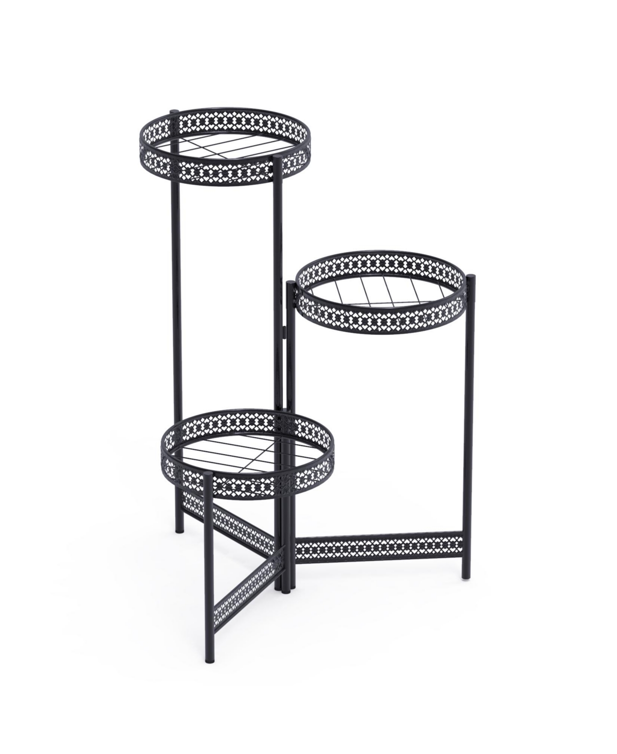 Metal Multi-tier Planter Flowers Pots Holder Garden Patio Decor Plants Rack Stand - Black