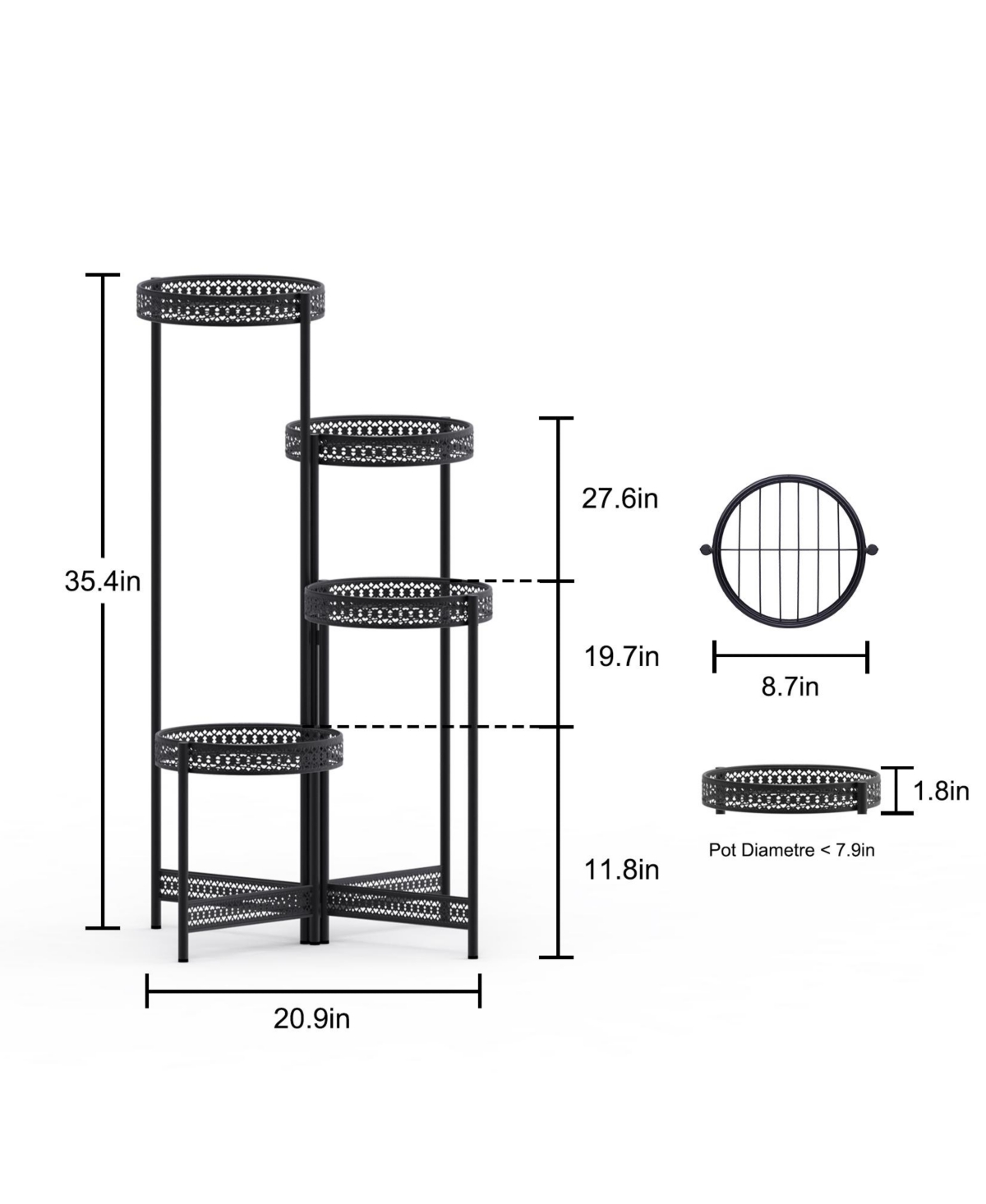 Unho Metal Multi-tier Planter Flowers Pots Holder Garden Patio Decor Plants Rack Stand