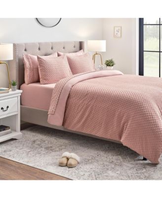 Premium Clipped Duvet Set Tufted Boho Double Brushed Chic Soft Textured Clipped Solid Microfiber 3-Piece Duvet Set