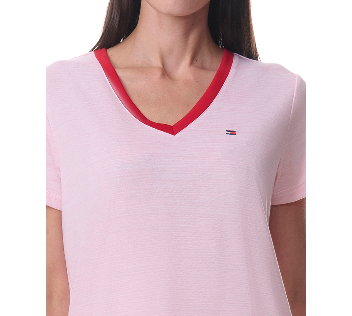 Tommy Hilfiger Women's Printed Short-sleeve Tee & Jogger Set In Stripe Strawberry Cream