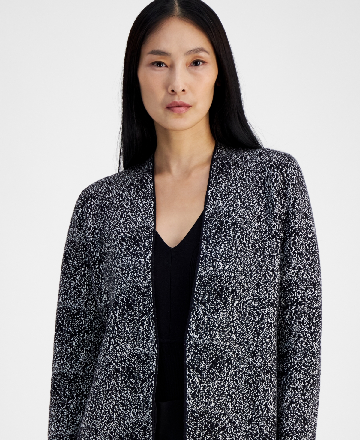 Anne Klein Women's Fitted Open-Front Cardigan -anne White