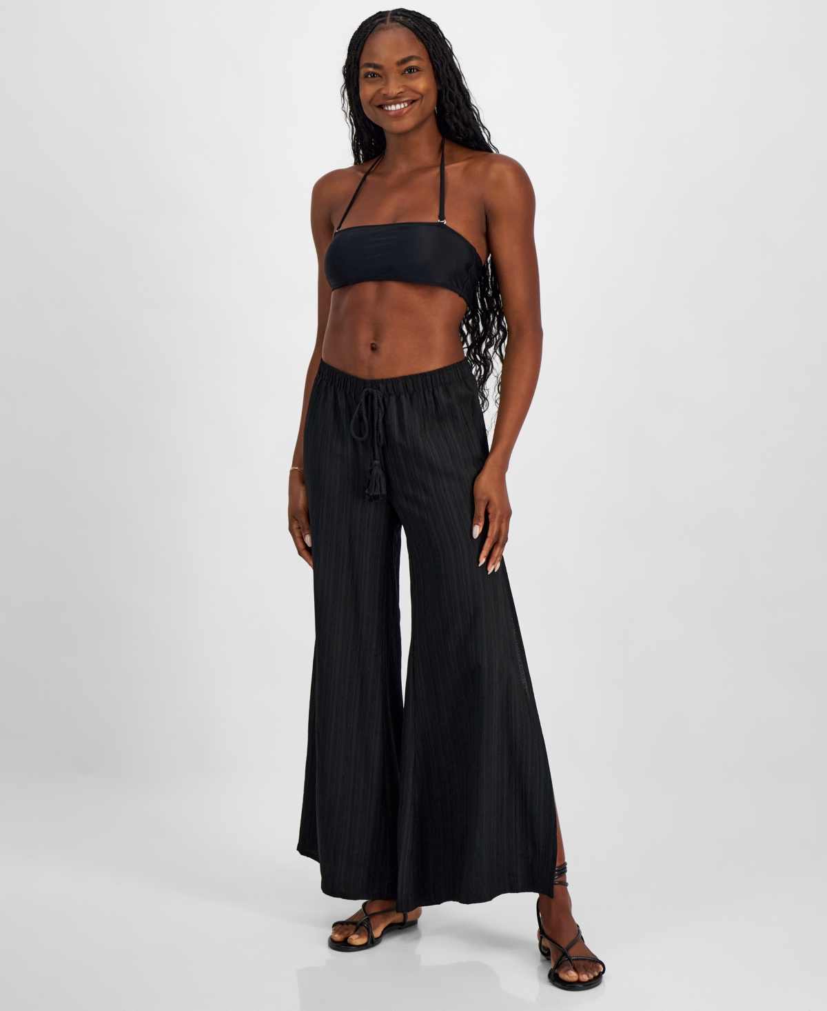 J Valdi Women's Cancun Wide-leg Swim Cover-up Pants In Black