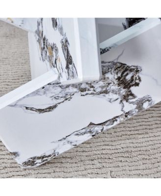 Streamdale Modern Glass Coffee Table with Unique Patterned Legs