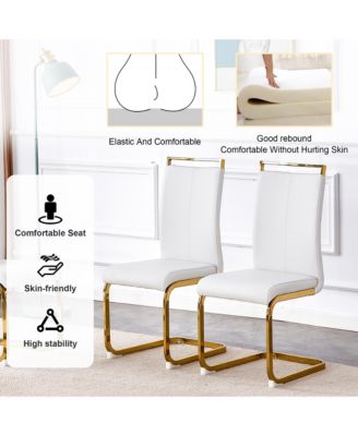 Simplie Fun Table and chair set, rock plate table top, gold metal table legs, stable and beautiful, suitable for most home styles. Modern simple dining table, comfortable seating