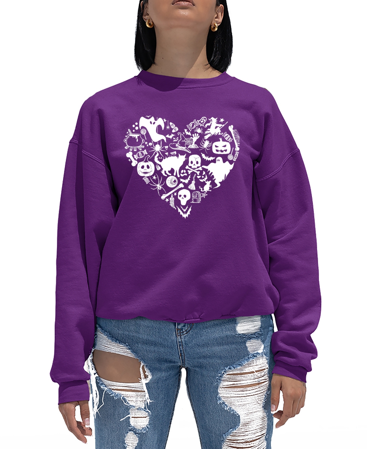 LA POP ART WOMEN'S HALLOWEEN HEART ART CREWNECK SWEATSHIRT 