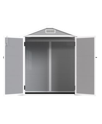 6' x 4.4' Resin Weather Resistant Outdoor Storage Shed with Floor for Garden, Backyard, Pool Tool, Light Grey