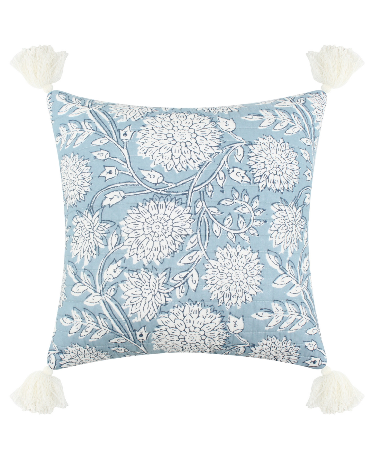 Levtex Adare Floral Print Quilted Decorative Pillow, 18" X 18" In Blue Haze