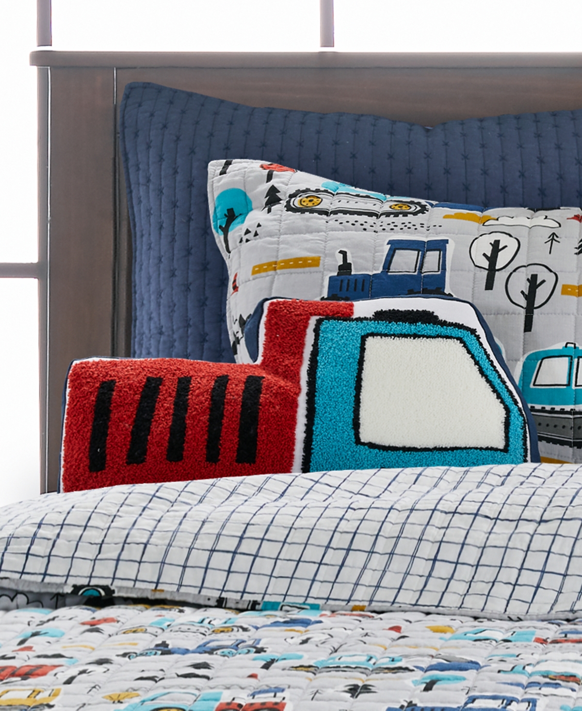 Levtex Mod Trucks 3d Dump Truck Shaped Kids Decorative Pillow, 18" X 18" In Multi Color