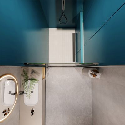 1 3/8" adjustment, universal pivot shower door, open outside, with 1/4" tempered glass