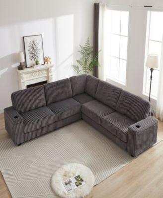 Oversized Corner Sofa with Storage, USB, and Cup-Holder