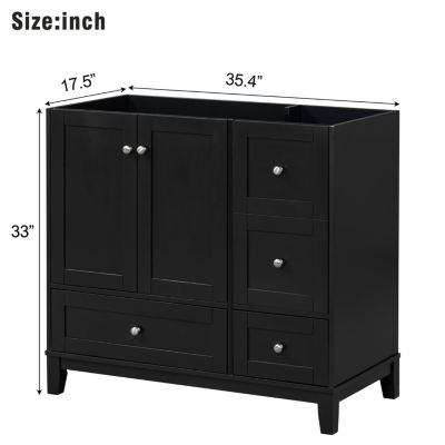 [Cabinet Only] 36" Bathroom Vanity-Black (Sink not included)