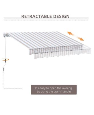 10' x 8' Retractable Awning, Patio Awnings, Sunshade Shelter w/ Manual Crank Handle, UV & Water-Resistant Fabric and Aluminum Frame for Deck, Balcony, Yard, Beige Stripes