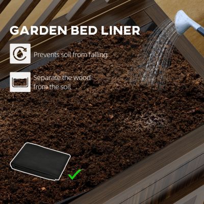 Raised Garden Bed with Trellis for Climbing Plants, Vegetable, Grape Vines, Wood Planter with Legs, Drainage Holes and Filter for Outdoor Garden, Patio, Carbonized