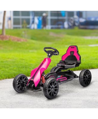 12V Electric Go Kart for Kids, Outdoor Ride-On Toy with Forward Backward Drive & Adjustable Speed, Gift for Child 3-8 Years Old, Pink