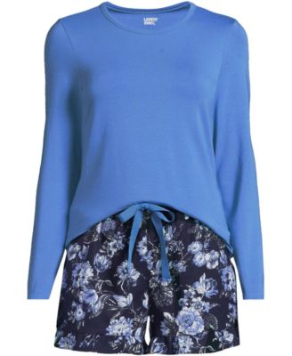 Women's Lightweight Cotton Modal Drapey Flannel 2 Piece Pajama Set - Top and Shorts