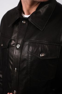 Men's Leather Jacket, Black, Created for Macy's