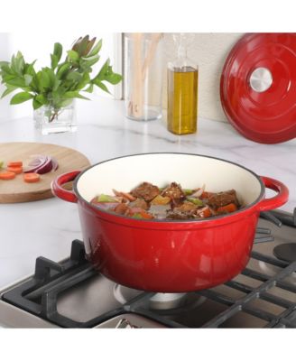 Addlestone 5 Quart Enamel Cast Iron Dutch Oven - Red