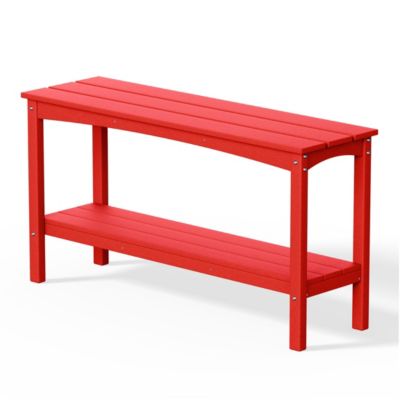 55" Outdoor Patio HDPE Adirondack 2-Tier Shelf Console Table