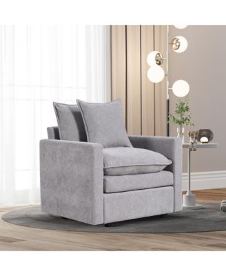 Chenille Fabric Comfy Deep Single Seat Sofa Upholstered Reading Armchair Living Room