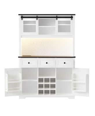 71" Farmhouse Pantry Cabinet with Storage and Power Outlets