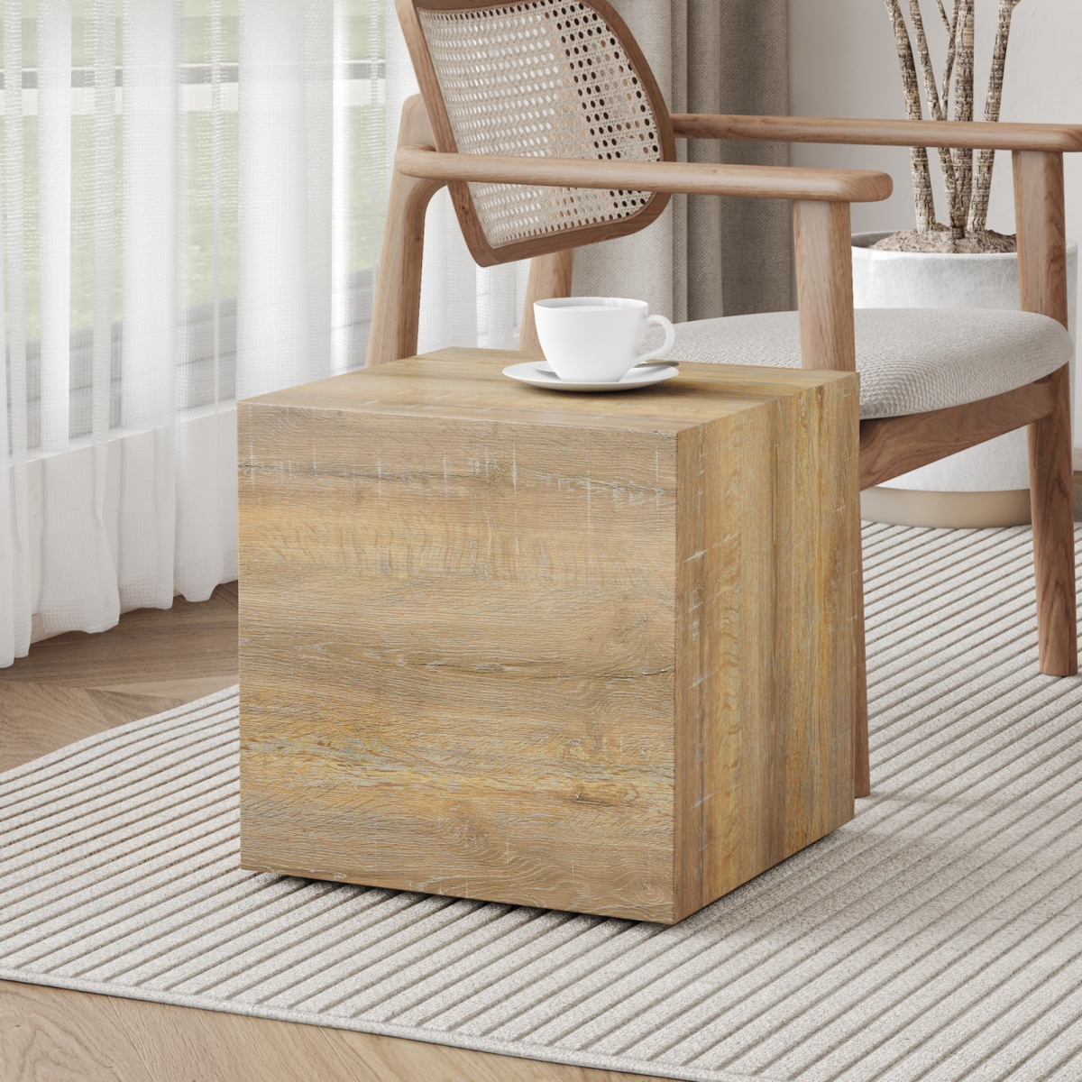Streamdale Furniture Elevate your living space with this square modern Mdf coffee table that showcases smooth, light wood color texture patterns. It i