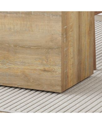 Modern Square MDF Coffee Table with Light Wood Texture