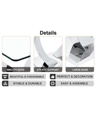 Table and chair set.Contemporary, minimalist rectangular dining table featuring a clear tempered glass top and sleek silver legs. Paired with chairs made of PU material cushion and silver metal legs.