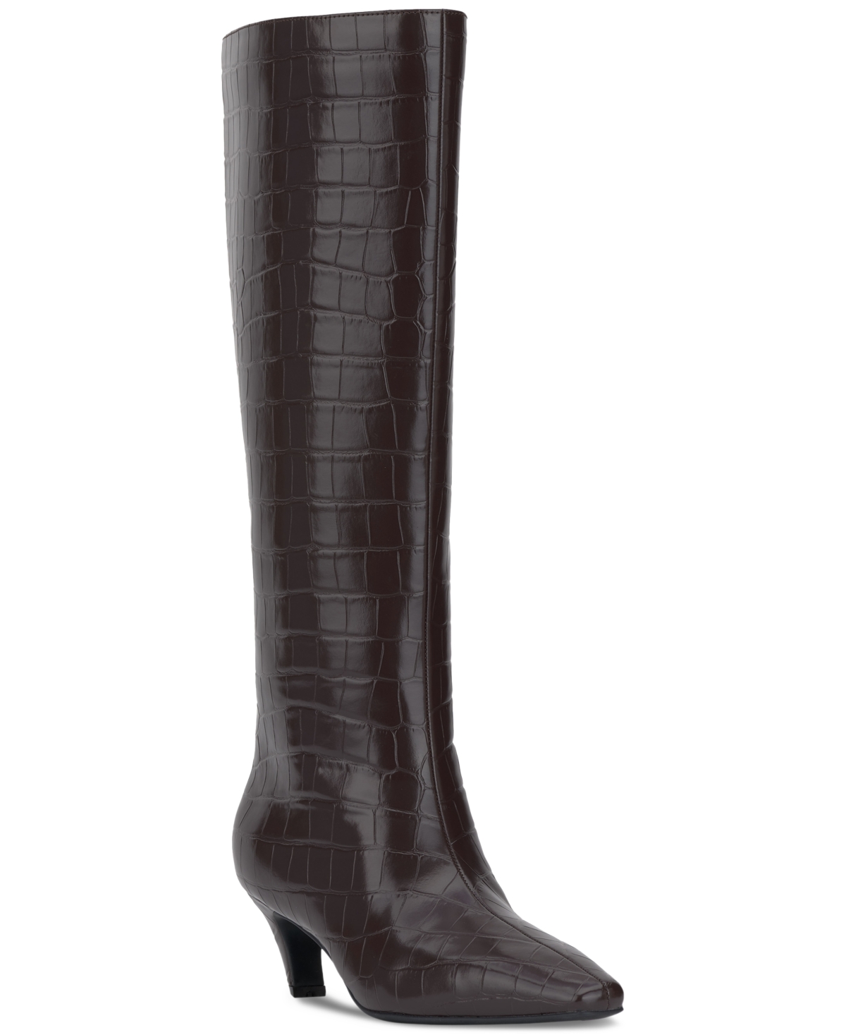 Inc International Concepts Women's Sameya Mid-heel Knee High Boots, Created For Macy's In Brown Croc