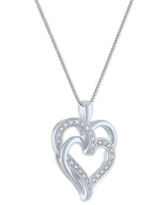 Diamond Overlap Heart 18" Pendant Necklace (1/10 ct. t.w.) in Sterling Silver, 14k Gold-Plated Sterling Silver or 14k Rose Gold-Plated Sterling Silver